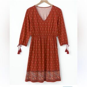 Garnet Hill Boho Tassel Tie Knit Dress Medium